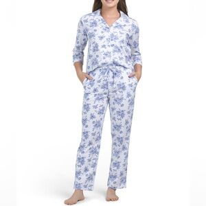 CAROLE HOCHMAN
2pc Notch Collar Top And Pants Pajama Set